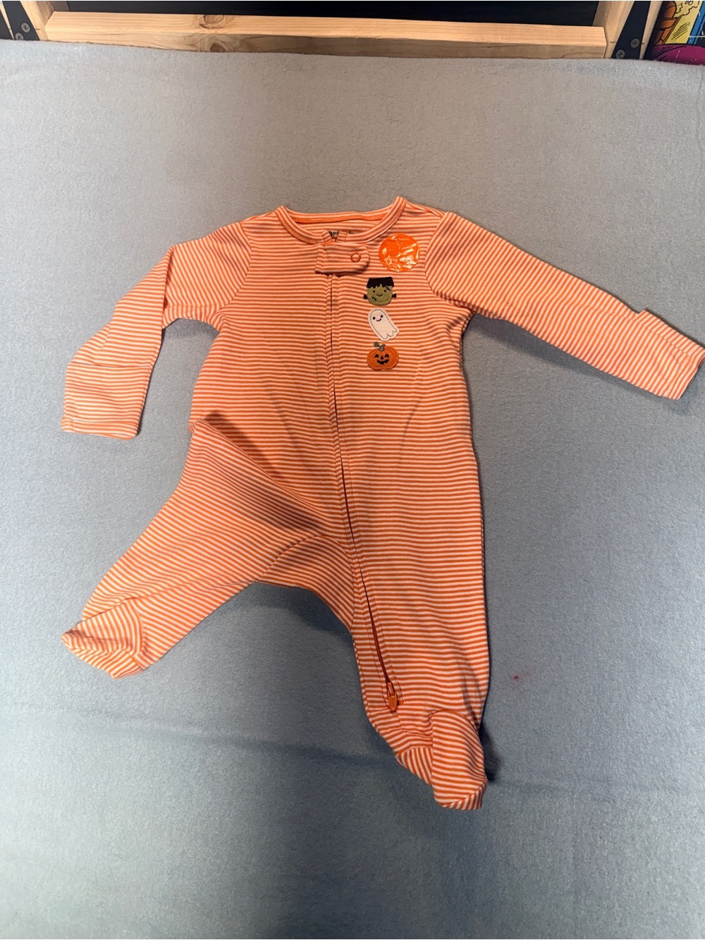 Carter's Orange & White Striped Halloween Footed Pajamas